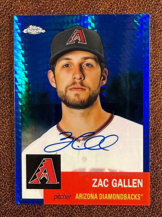 Zac Gallen - 2022 Topps Chrome Platinum Anniversary - BLUE Prism AUTO 99/99 (**small surface issues**) - Diamondbacks