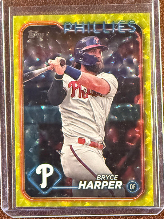 Bryce Harper - 2024 Topps Series 1 - YELLOW Crackle /50 - Phillies