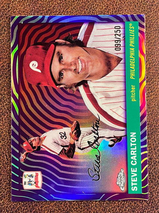 Steve Carlton - 2025 Topps Chrome Platinum - PURPLE Vibrations Refractor /250 - Phillies