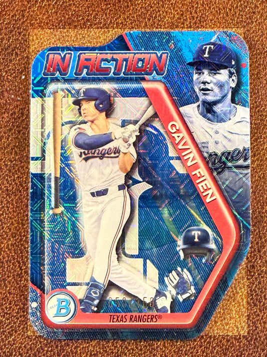 Gavin Fien - 2025 Bowman - BLUE In Action MOJO /150 - Rangers