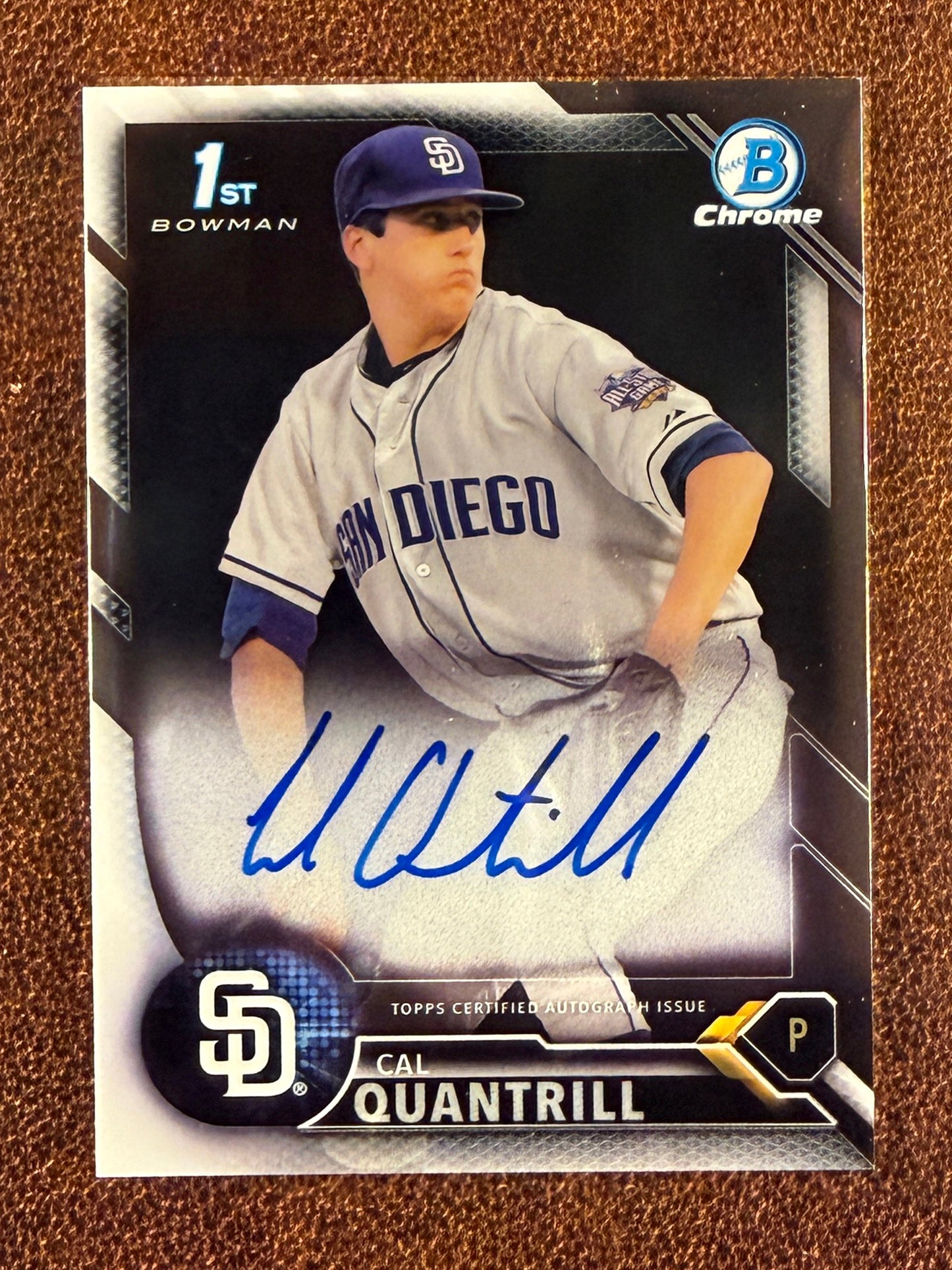 Cal Quantrill - 2016 Bowman - Chrome 1st Bowman AUTO - Padres