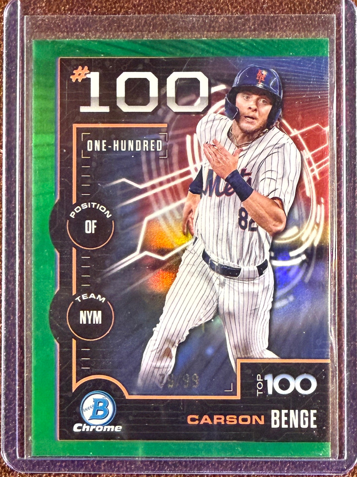 Carson Benge - 2025 Bowman Chrome - GREEN Top 100 /99 - Mets