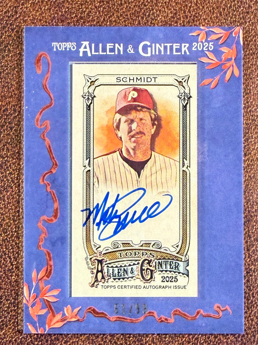 Mike Schmidt - 2025 Allen & Ginter - BLUE Framed Mini AUTO /99 - Phillies
