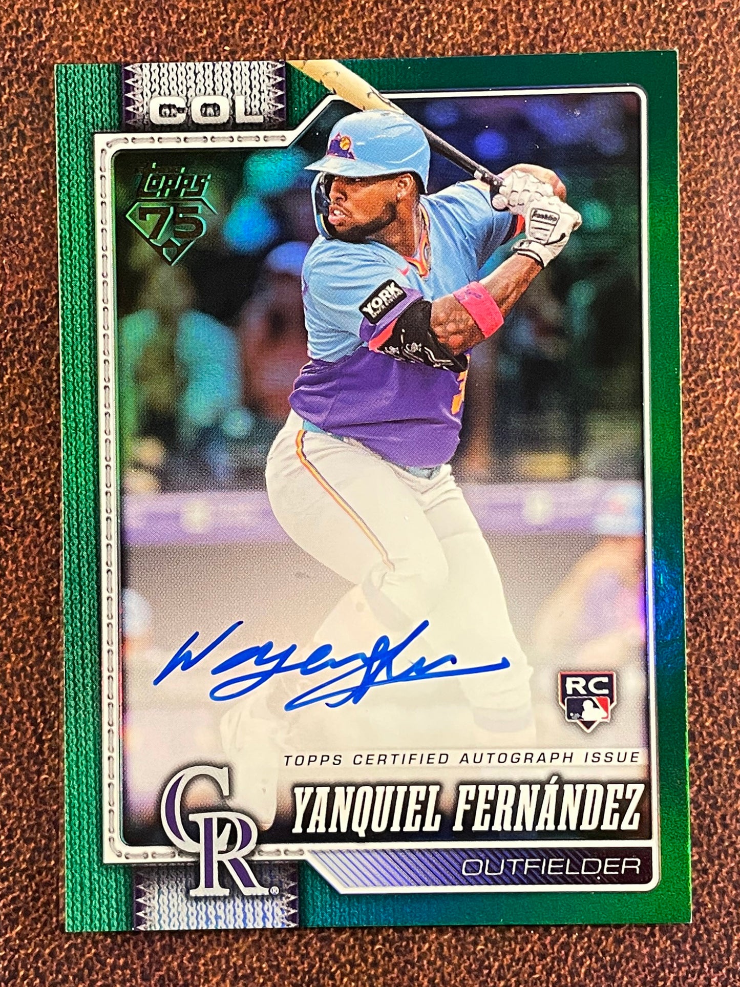 Yanquiel Fernandez - 2026 Topps Series 1 - GREEN Real One AUTO /99 (*Corner Whiting*) - Rockies