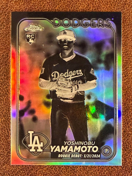 Yoshinobu Yamamoto - 2024 Topps Chrome - Rookie Negative Refractor - Dodgers