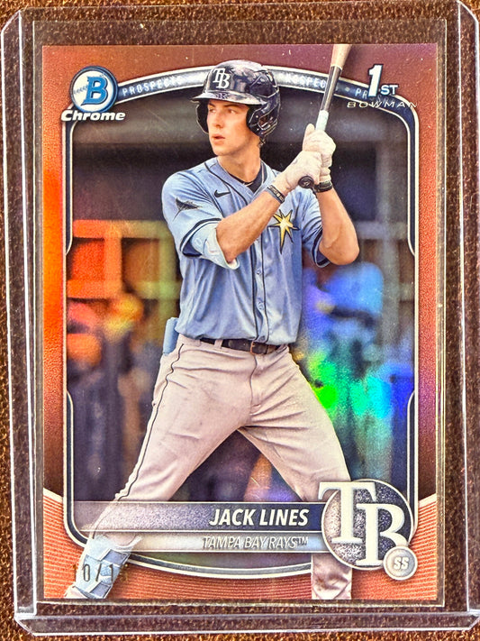 Jack Lines - 2025 Bowman Chrome - ROSE GOLD 1st Bowman /15 - Rays