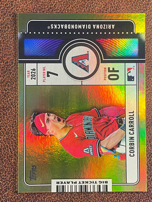 Corbin Carroll - 2026 Topps Series 1 - GOLD Big Ticket Player /50 - Diamondbacks