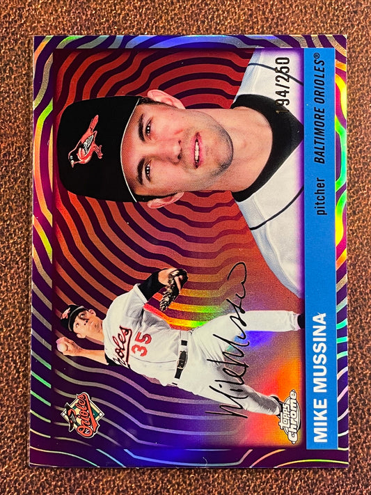 Mike Mussina - 2025 Topps Chrome Platinum - PURPLE Vibrations Refractor /250 - Orioles
