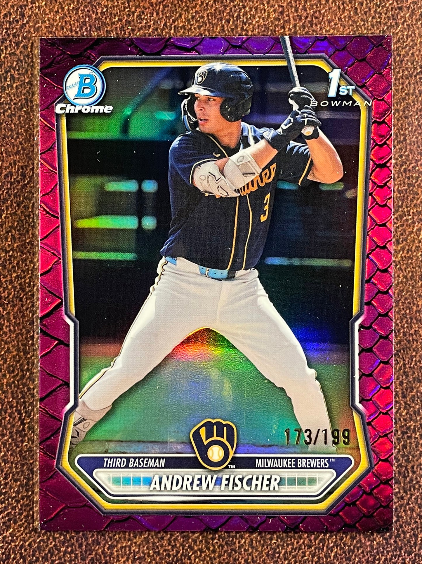 Andrew Fischer - 2026 Bowman Chrome - FUCHSIA 1st Bowman Reptilian /199 - Brewers