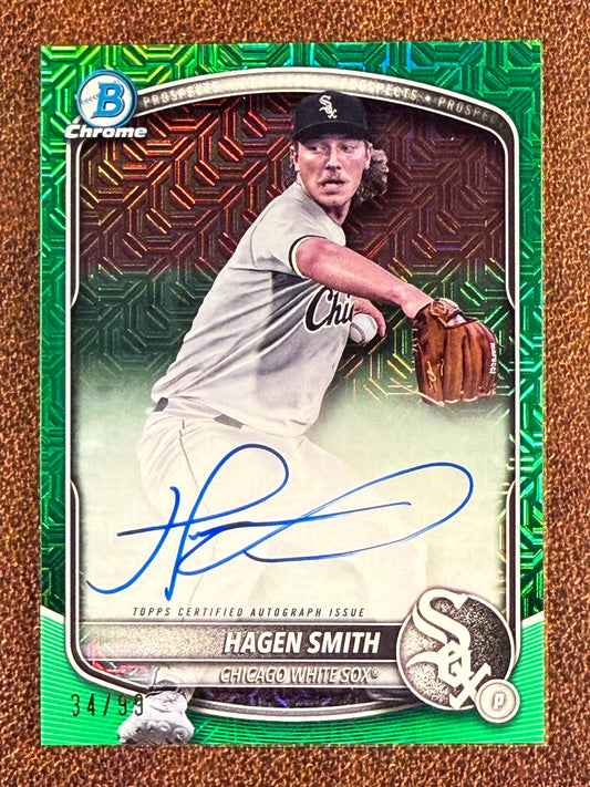 Hagen Smith - 2025 Bowman Chrome - GREEN MOJO AUTO /99 - White Sox