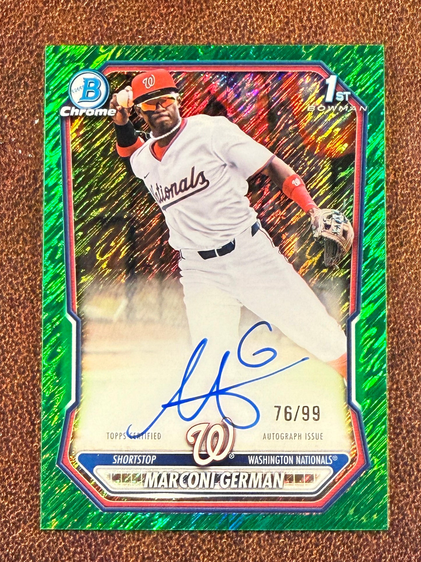 Marconi German - 2026 Bowman - GREEN Shimmer 1st Bowman AUTO /99 - Nationals