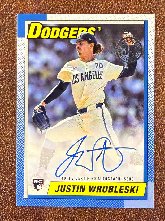 Justin Wrobleski - 2025 Topps Update - 1990 AUTO (*Corner Whiting*) - Dodgers