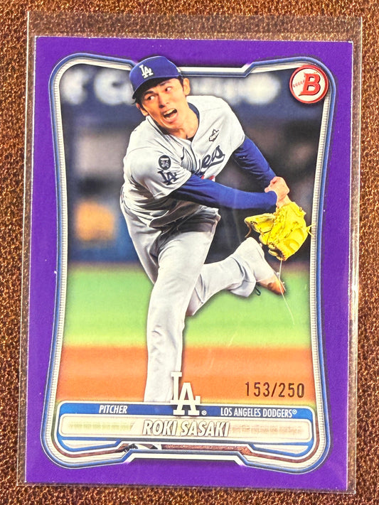 Roki Sasaki - 2026 Bowman - PURPLE Paper /250 (*Edge Whiting/Minor Surface Issues*) - Dodgers