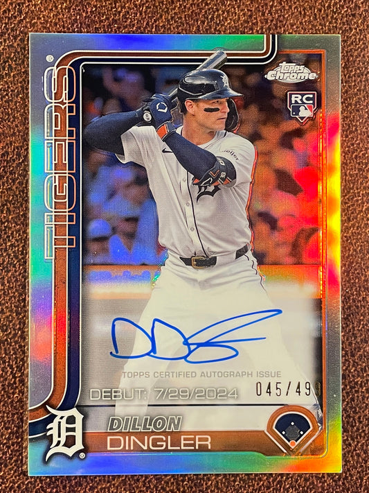Dillon Dingler - 2025 Topps Chrome Update - Refractor AUTO /499 - Tigers