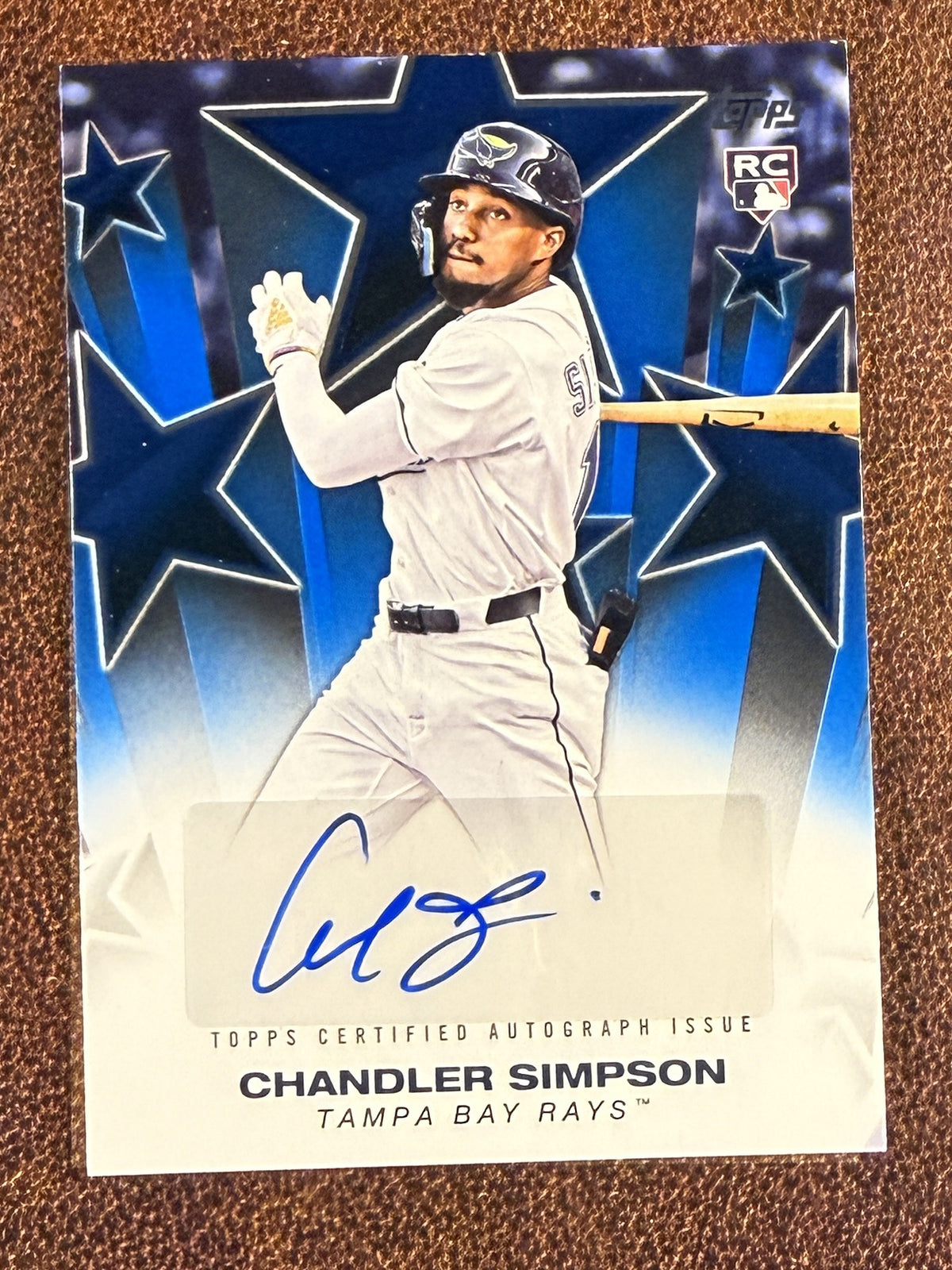 Chandler Simpson - 2025 Topps Update - BLUE Baseball Stars AUTO (*Top Right Corner Issue*) - Rays