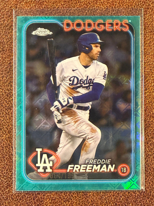 Freddie Freeman - 2024 Topps Chrome - Aqua Logofractor /199 - Dodgers