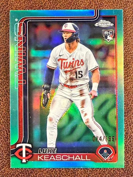 Luke Keaschall - 2025 Topps Chrome - Rookie AQUA /199 - Twins