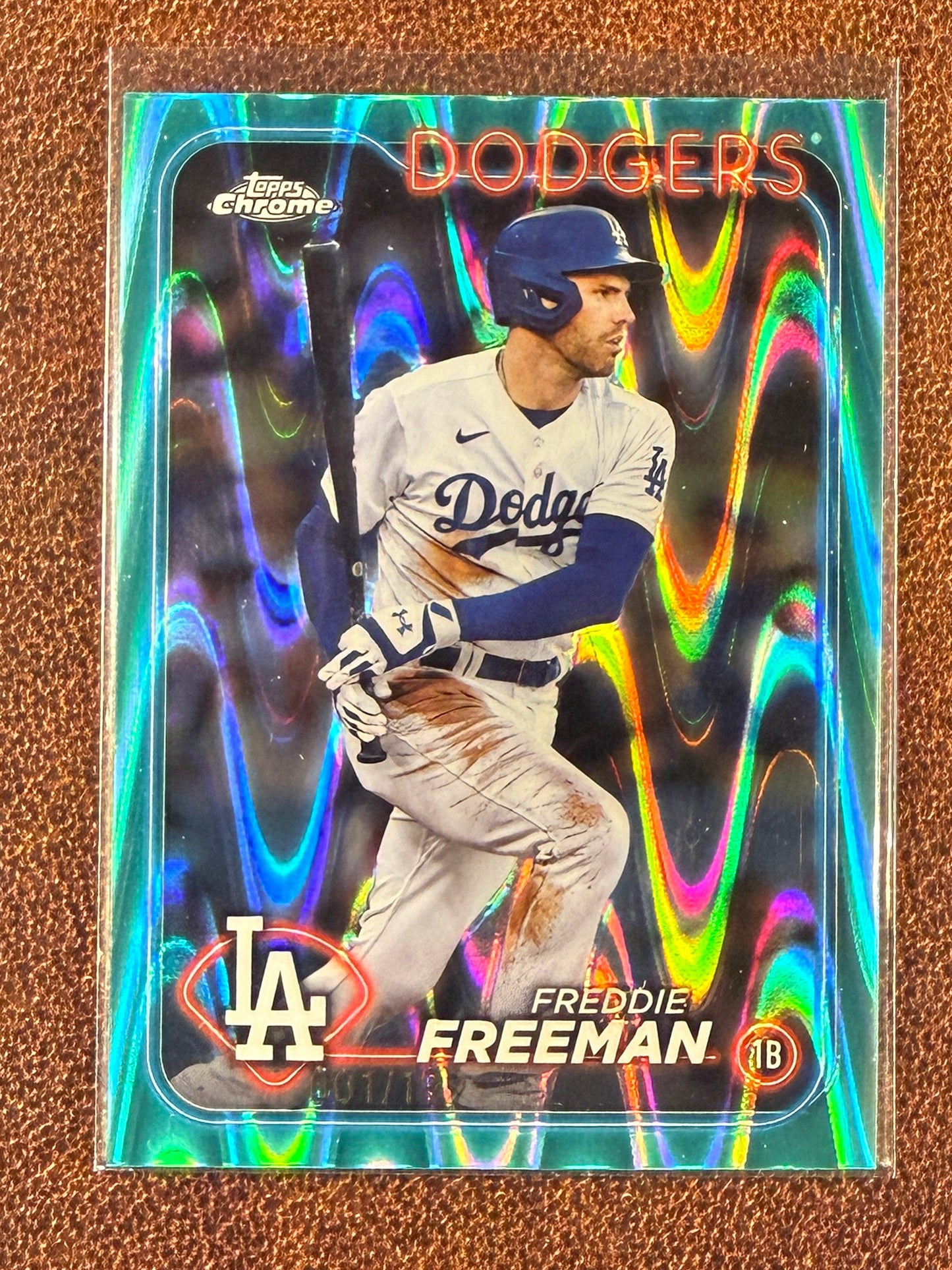 Freddie Freeman - 2024 Topps Chrome - Aqua Raywave /199 - Dodgers