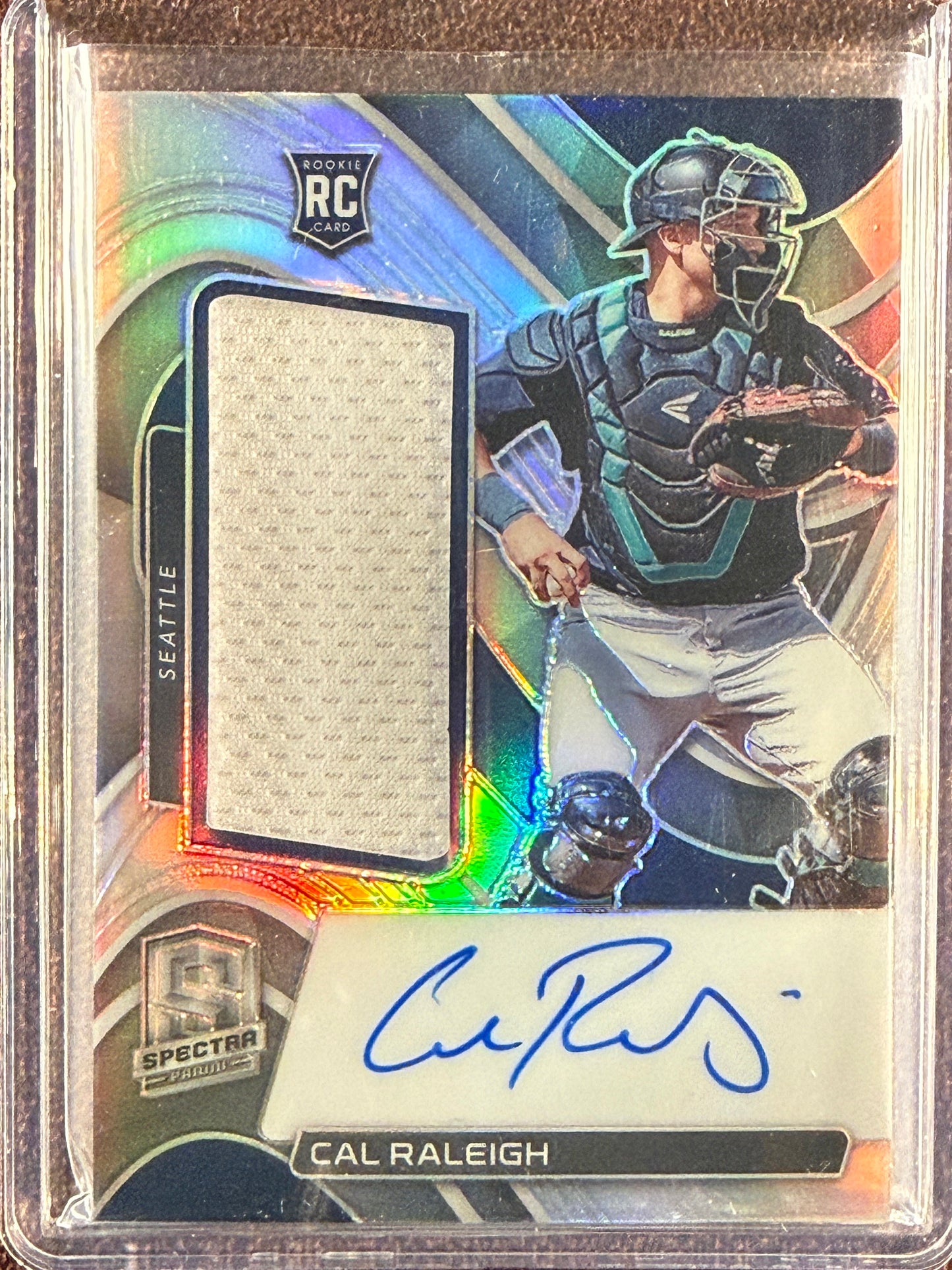 Cal Raleigh - 2022 Panini Spectra - Rookie Patch AUTO /199 (**Bottom Back Edge Issues**) - Mariners
