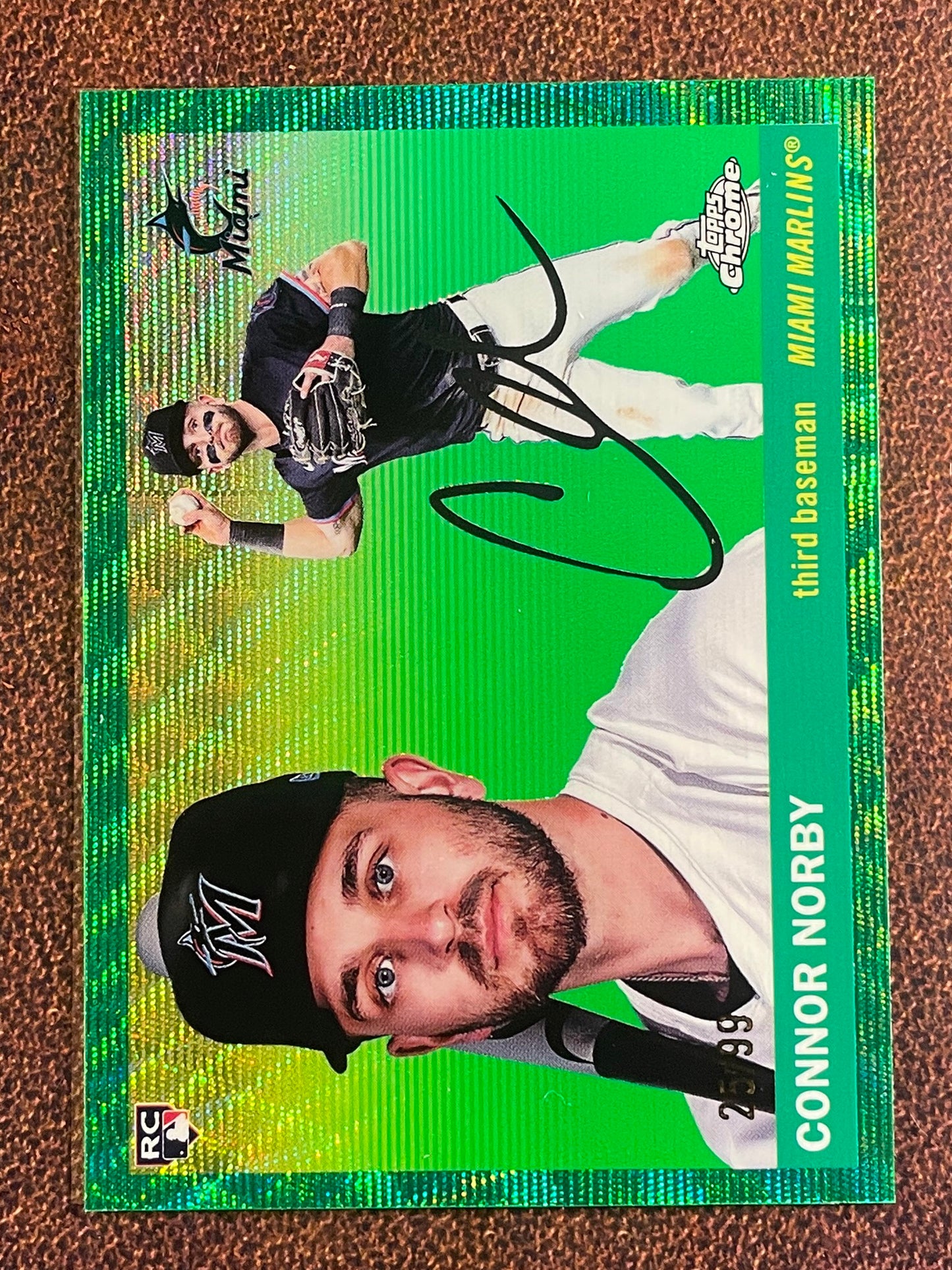 Connor Norby - 2025 Topps Chrome Platinum - GREEN Wave Refractor /99 - Marlins