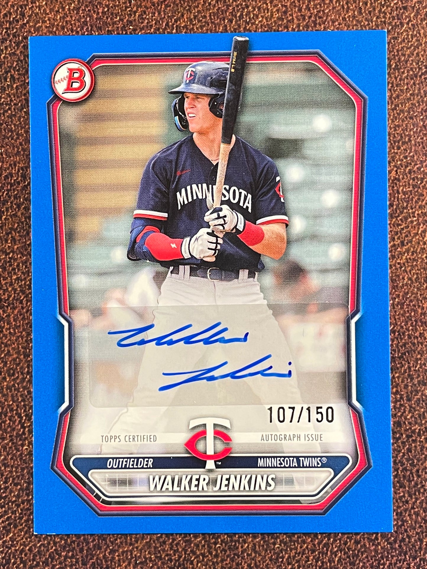 Walker Jenkins - 2026 Bowman - BLUE Paper AUTO /150 (*Bottom Left Edge Whiting*) - Twins