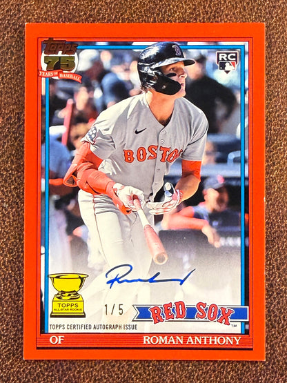 Roman Anthony - 2026 Topps Series 1 - RED 1991 Rookie AUTO 1/5 (*See pictures for condition issues*) - Red Sox