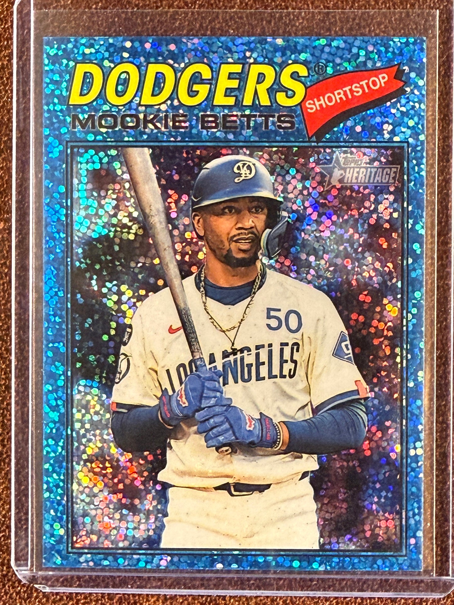 Mookie Betts - 2026 Topps Heritage - Blue Sparkle Refractor - Dodgers