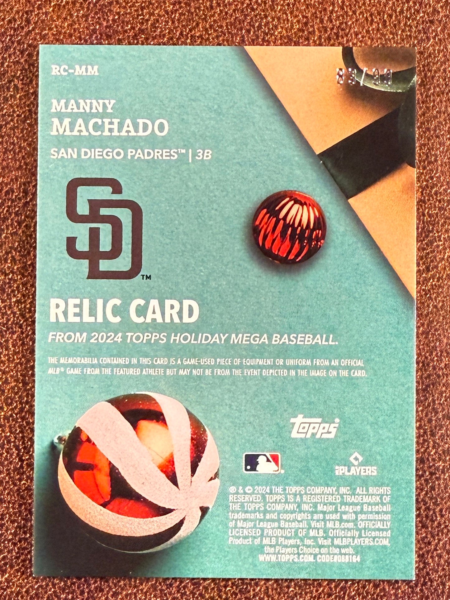 Manny Machado - 2024 Topps Holiday - Glitter RELIC /99 - Padres