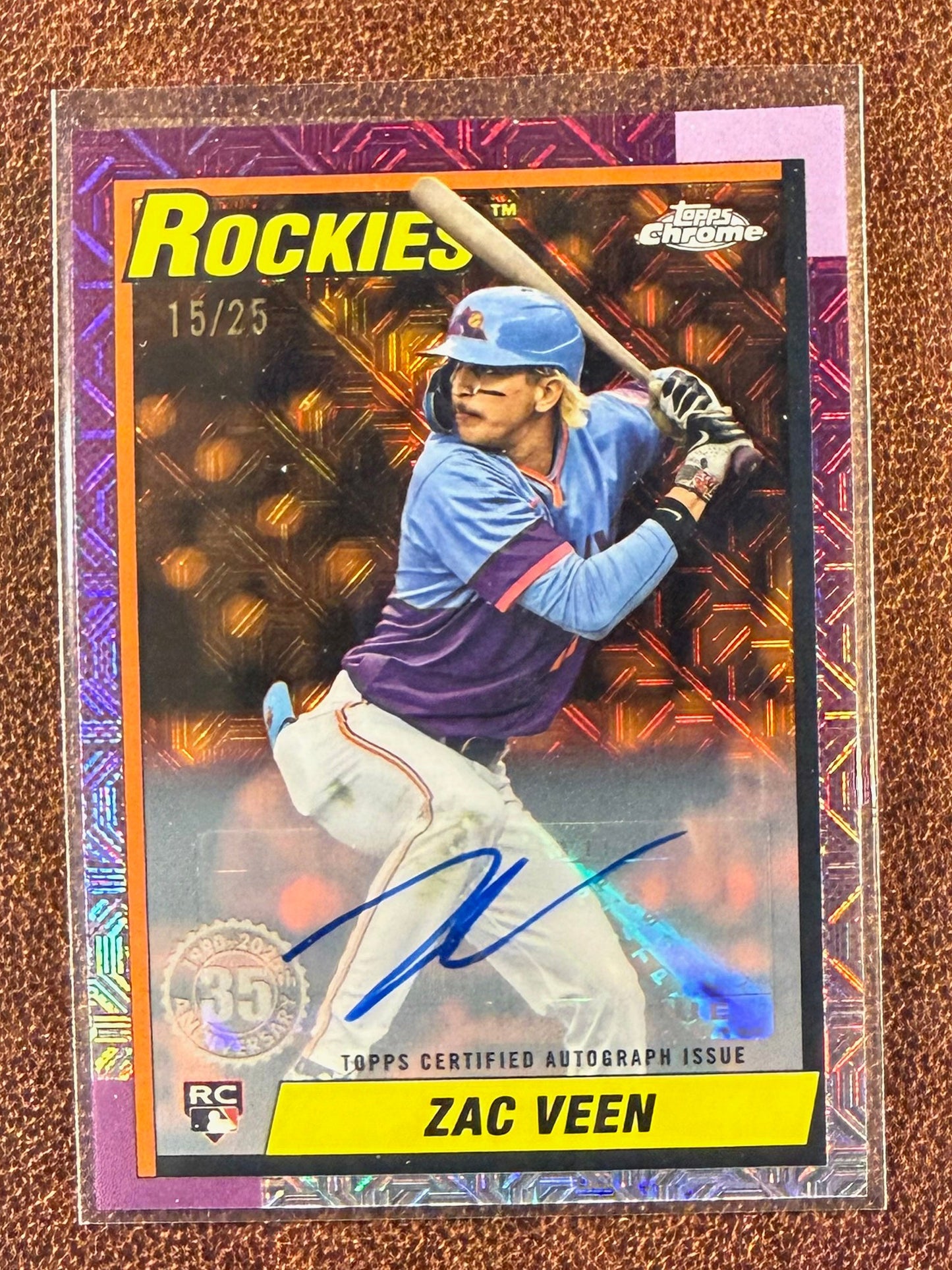 Zac Veen - 2025 Topps Update - Orange Mojo /25 AUTO - Rockies