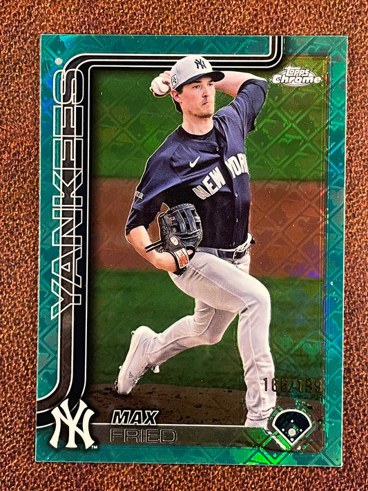 Max Fried - 2025 Topps Chrome - AQUA Logofractor /199 - Yankees