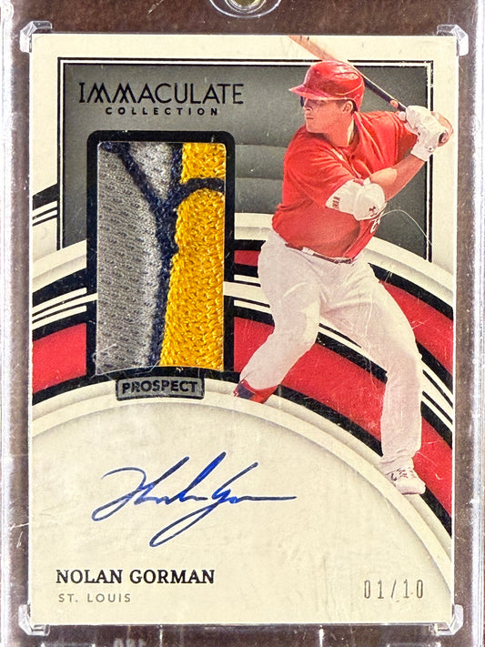 Nolan Gorman - 2022 Panini Immaculate - Patch AUTO /10 - Cardinals