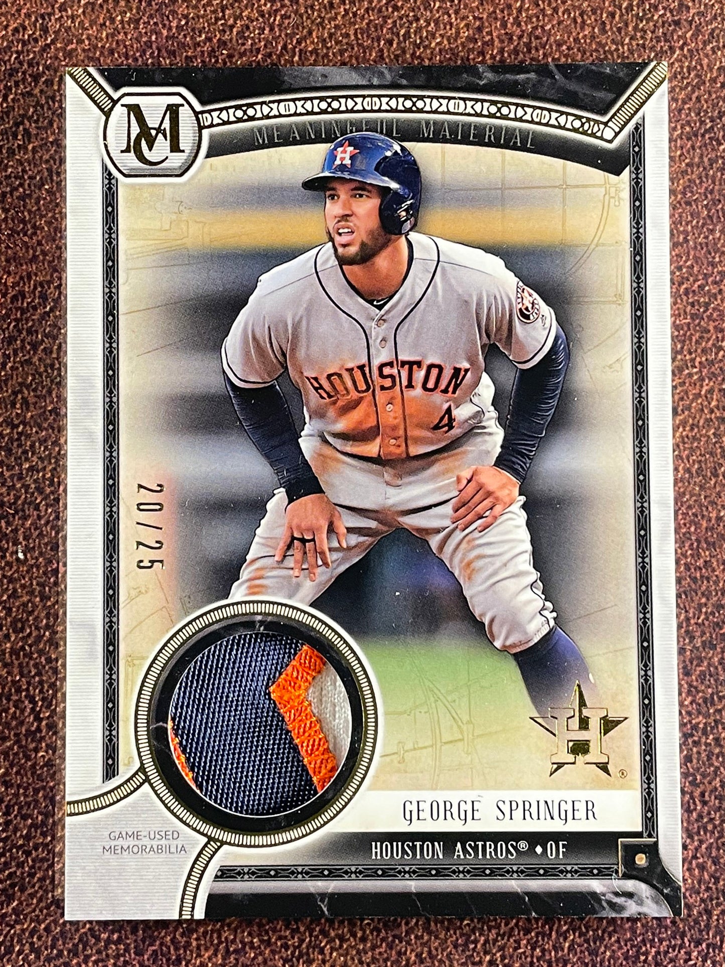 George Springer - 2018 Topps Museum Collection - Meaningful Material RELIC /25 (*Corner Whiting*) - Astros