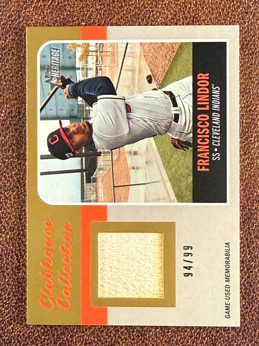 Francisco Lindor - 2019 Topps Heritage High Number - Clubhouse Collection RELIC /99 - Guardians