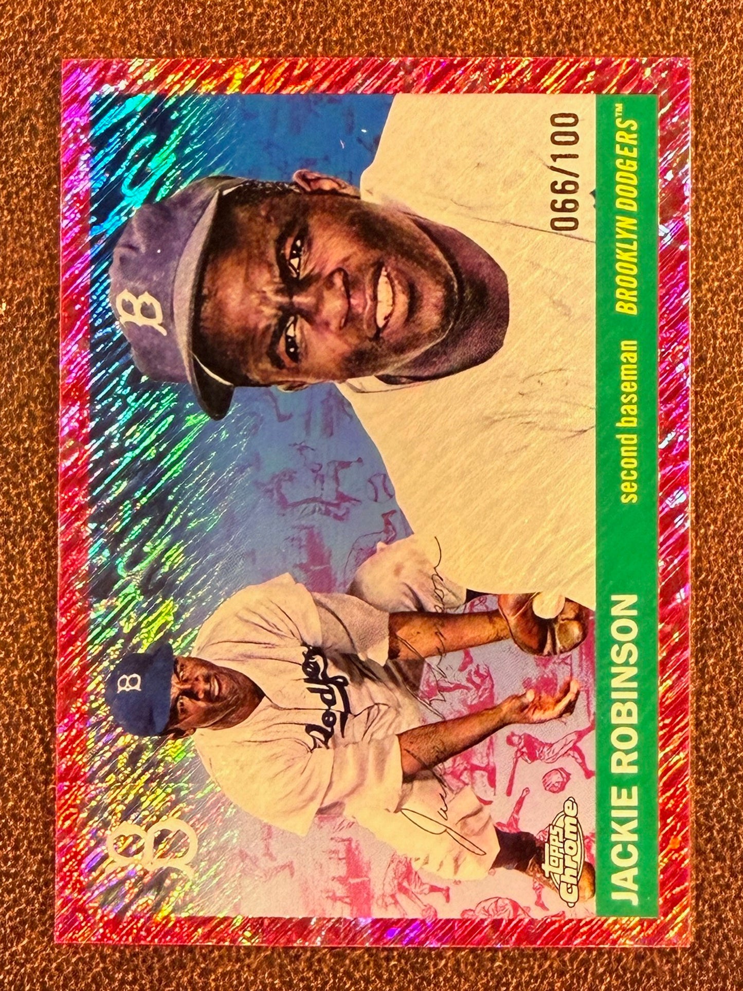 Jackie Robinson - 2025 Topps Chrome Platinum - Platinum Toile Cream/Fuchsia Shimmer /100 - Dodgers