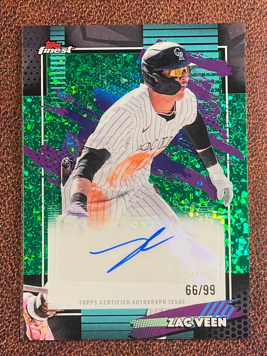 Zac Veen - 2026 Topps Finest - GREEN Mini Diamond AUTO /99 - Rockies