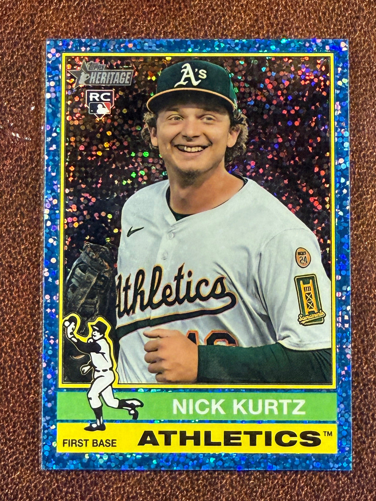 Nick Kurtz - 2025 Topps Heritage - BLUE Sparkle Rookie - Athletics