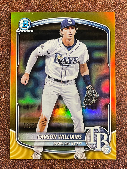 Carson Williams - 2025 Bowman - GOLD Refractor /50 - Rays