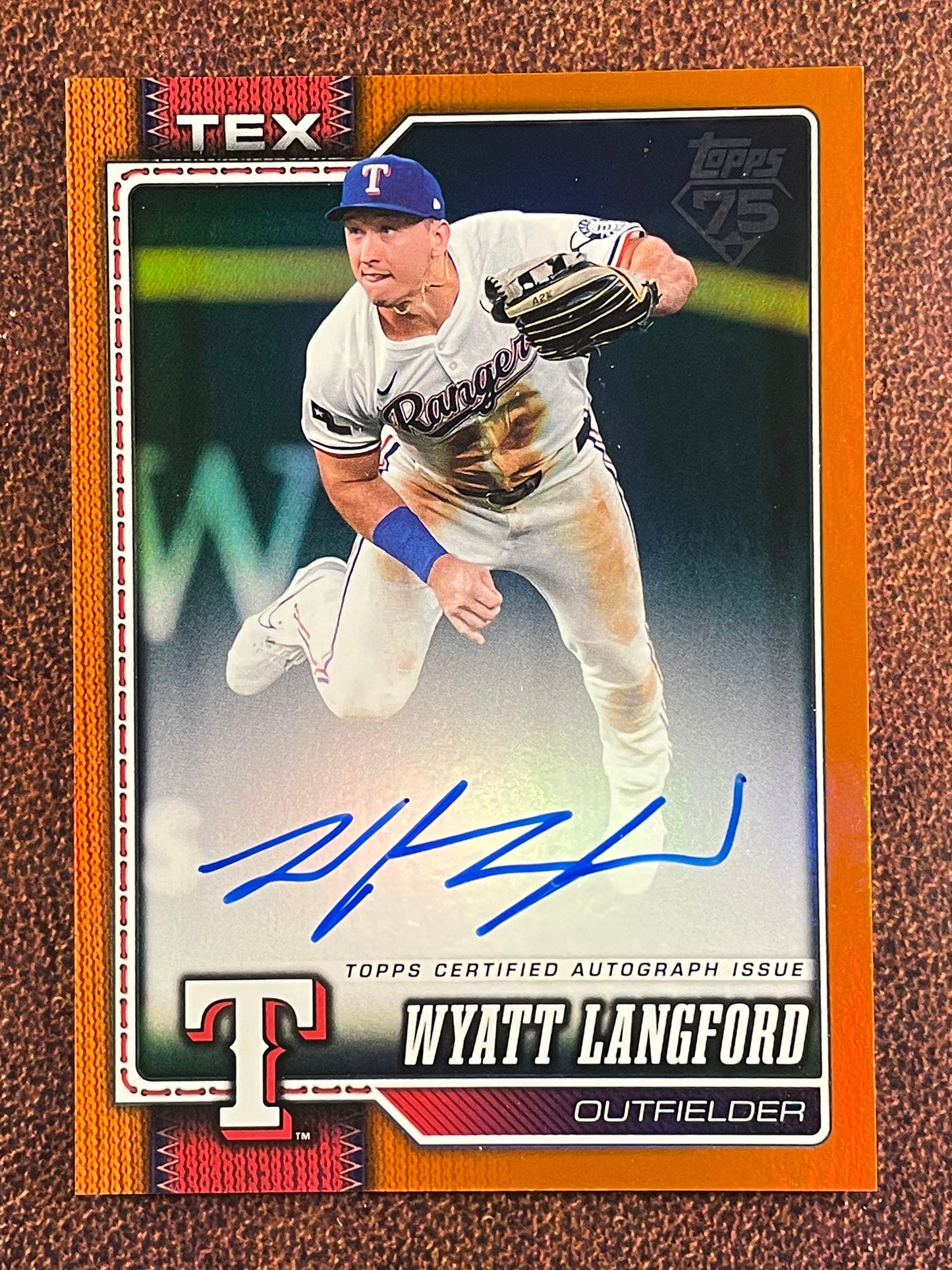 Wyatt Langford - 2026 Topps Series 2 - ORANGE AUTO /25 - Rangers