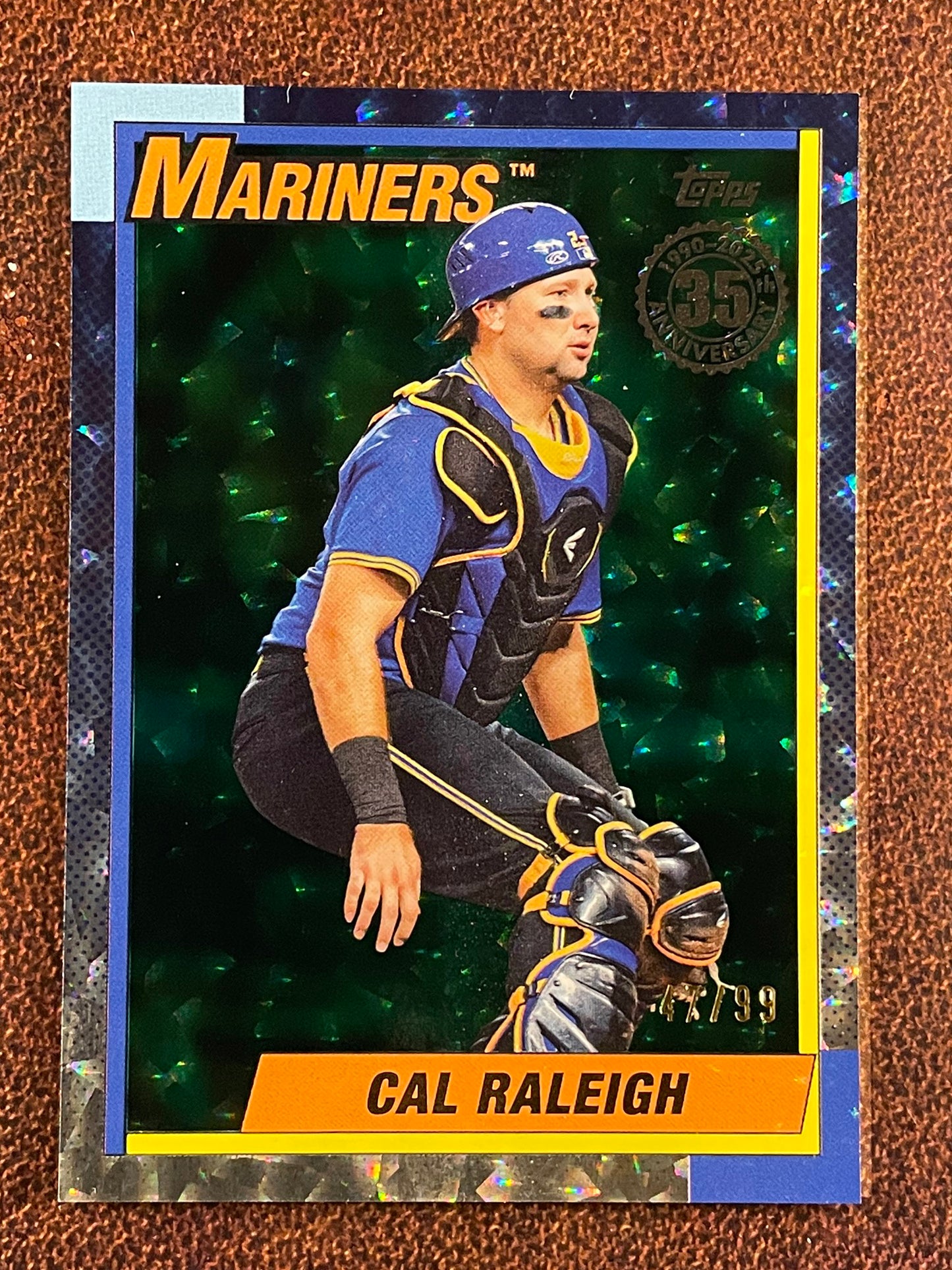 Cal Raleigh - 2025 Topps Series 2 - GREEN Crackle Foil /99 - Mariners