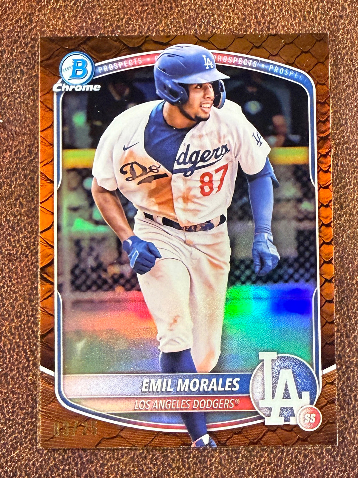 Emil Morales - 2025 Bowman - ORANGE Reptilian /25 - Dodgers