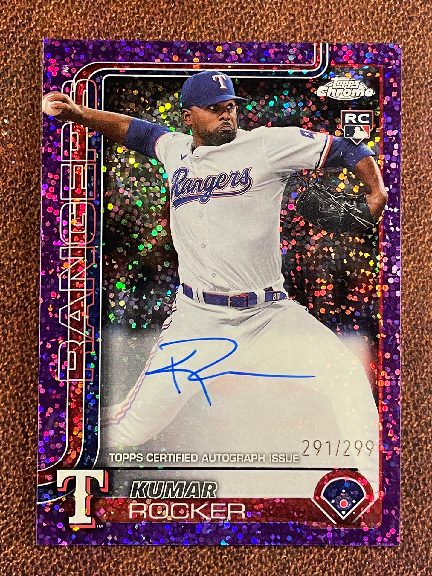Kumar Rocker - 2025 Topps Chrome - PURPLE Speckle Rookie /299 - Rangers