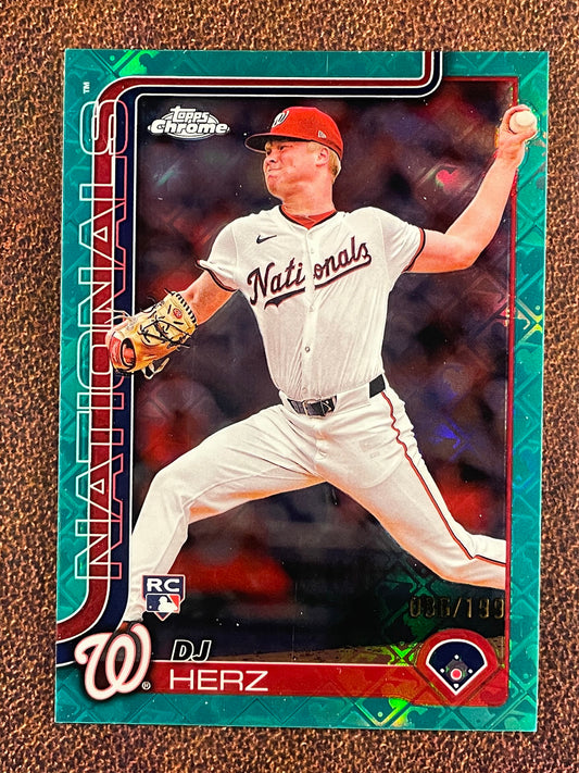 DJ Herz - 2025 Topps Chrome - AQUA Logofractor /199 - Nationals