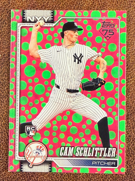 Cam Schlittler - 2026 Topps Series 1 - Holiday Polka Dots Green/Pink - Yankees