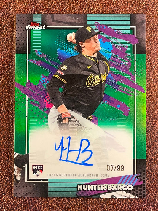 Hunter Barco - 2026 Topps Finest - GREEN AUTO /99 - Pirates