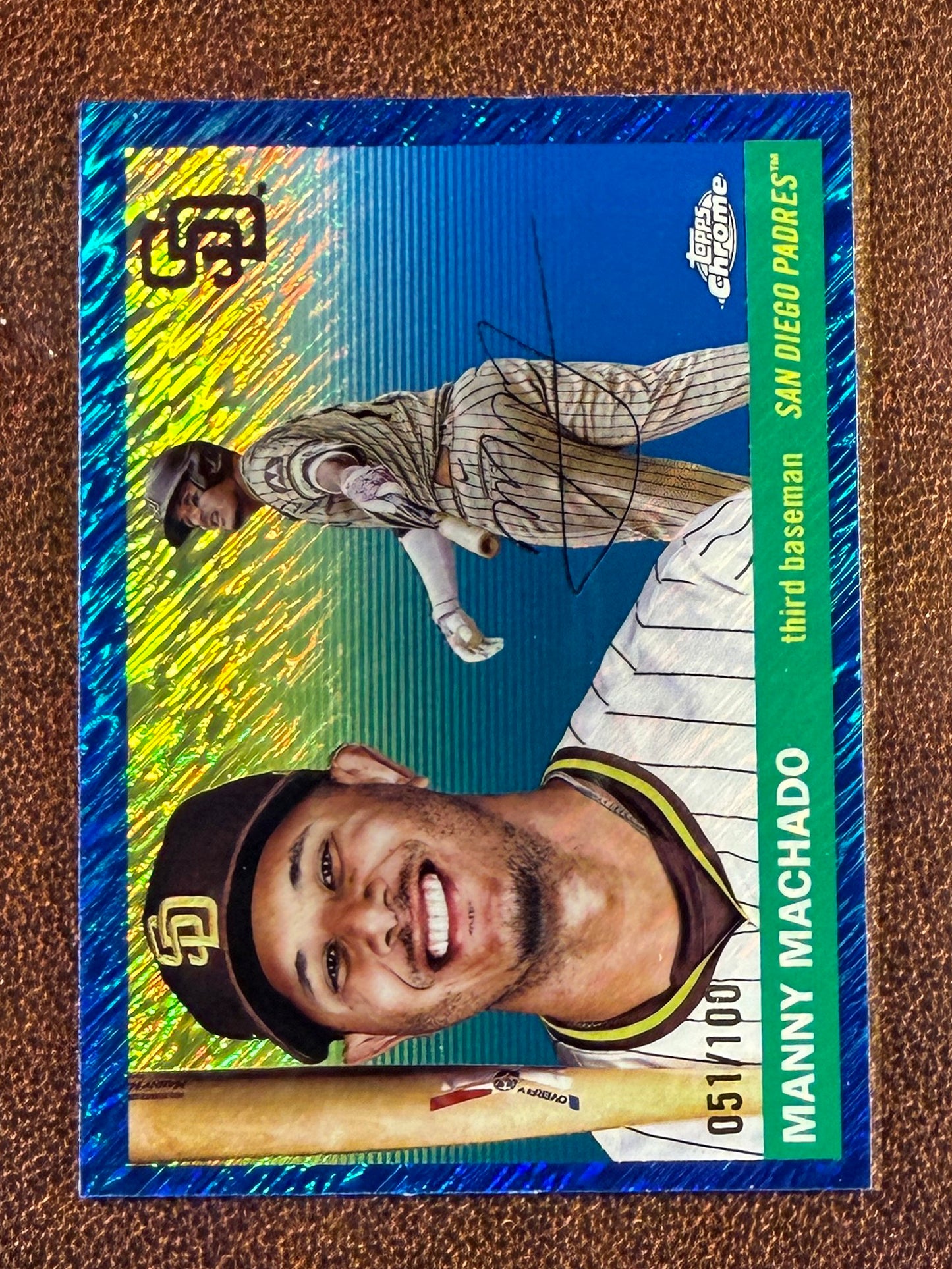Manny Machado - 2025 Topps Chrome Platinum - BLUE Shimmer Refractor /100 - Padres
