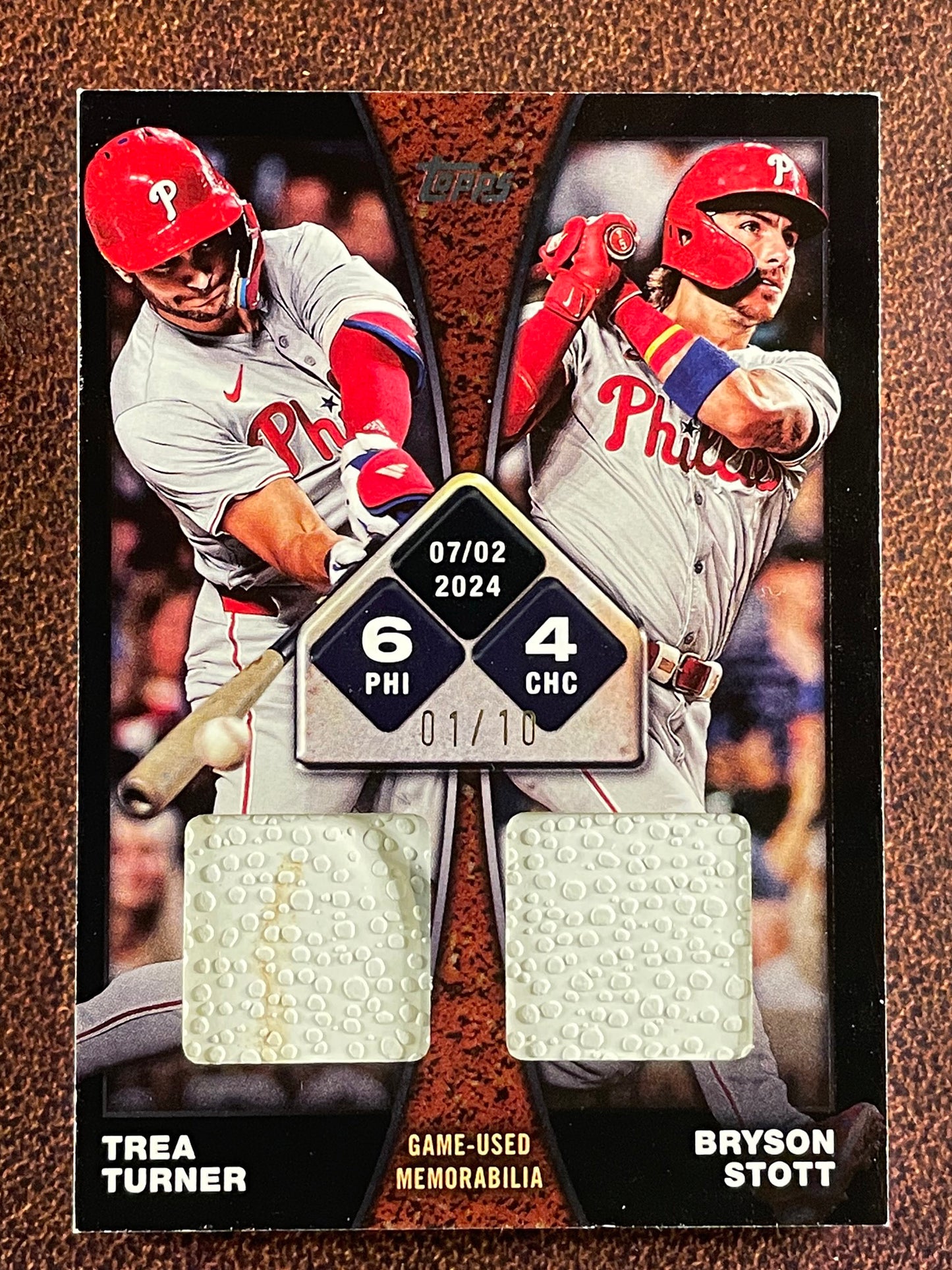 Trea Turner / Bryson Stott - 2025 Topps Series 2 - BLACK Dual Base RELIC /10 (*Edge/Corner Whiting*) - Phillies