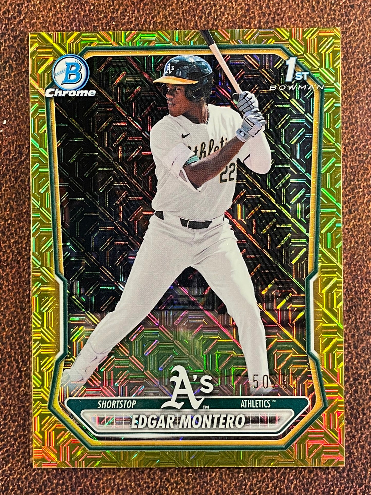 Edgar Montero - 2026 Bowman - GOLD 1st Bowman MOJO Bookend 50/50 - Athletics