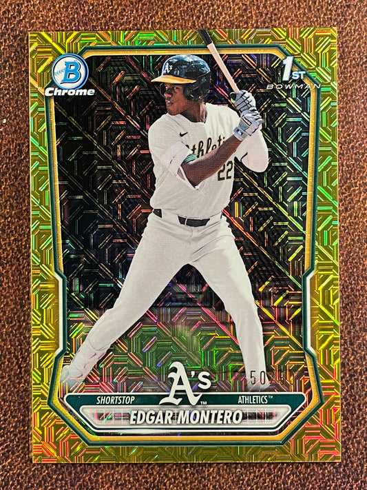 Edgar Montero - 2026 Bowman - GOLD 1st Bowman MOJO Bookend 50/50 - Athletics