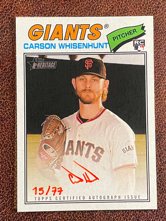 Carson Whisenhunt - 2026 Topps Heritage - RED Ink Rookie AUTO /77 (*Mark Above Green Banner*) - Giants
