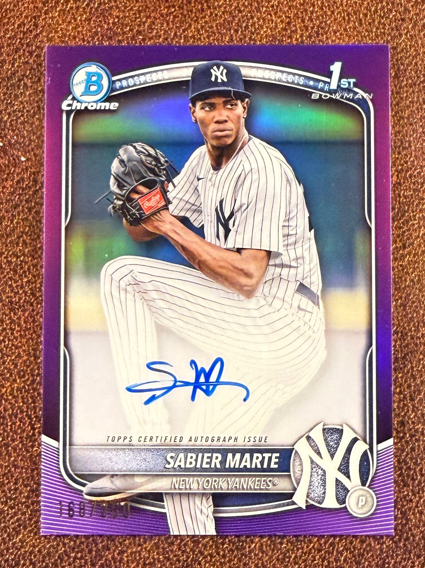 Sabier Marte - 2025 Bowman Chrome - PURPLE 1st Bowman AUTO /150 - Yankees